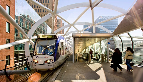 futuristic subway station platform in The Hague